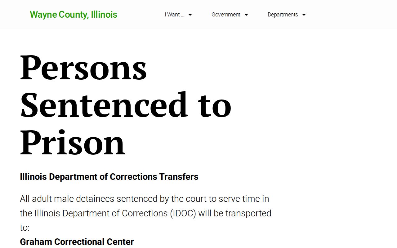 Graham Correctional Center Wayne County transfer and release record route