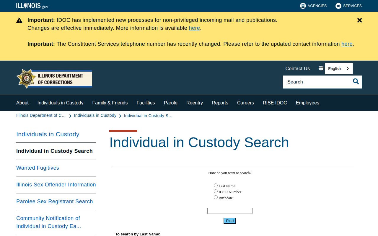 Graham Correctional Center IDOC release status search